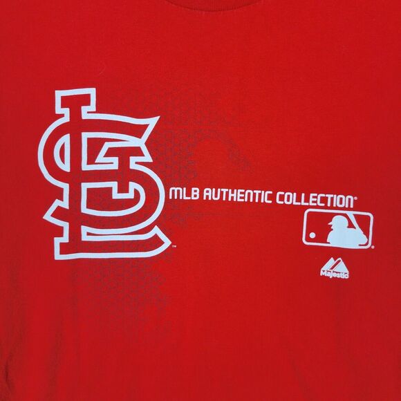 St Louis Cardinals Mens Shirt Medium Red Authentic MLB Baseball Majestic - Picture 2 of 8